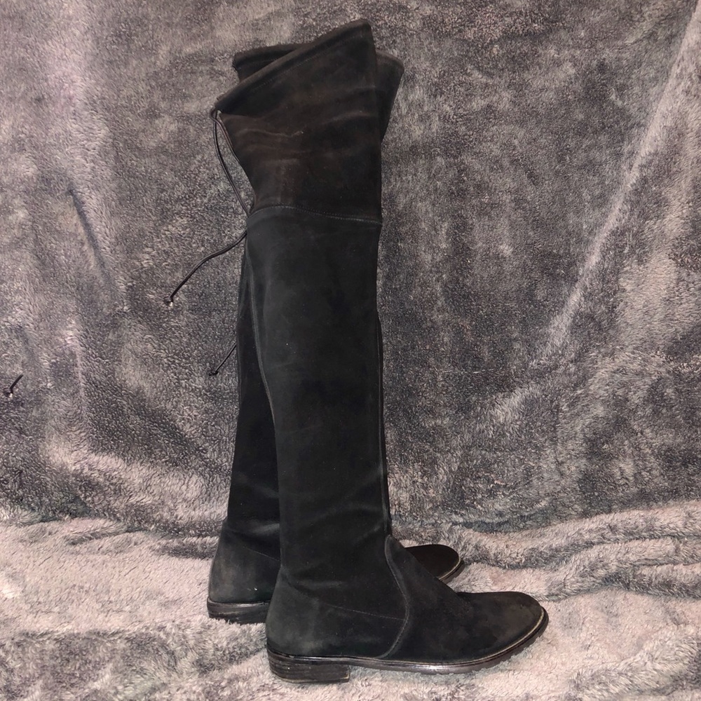 Stuart Weitzman lowland over the knee boots black Stretch suede Leather insole